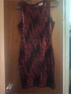 Emerald Sundae Burgundy Sequin Mini Dress